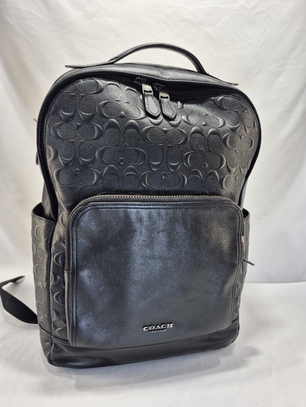 Coach Graham backpack with  signature embossed pattern Black Leather 16"